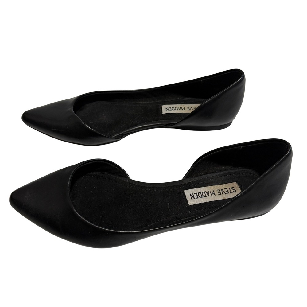 Steve Madden Elusion Black D'Orsay Pointed Toe Flats Womens Size 6 Minimalist